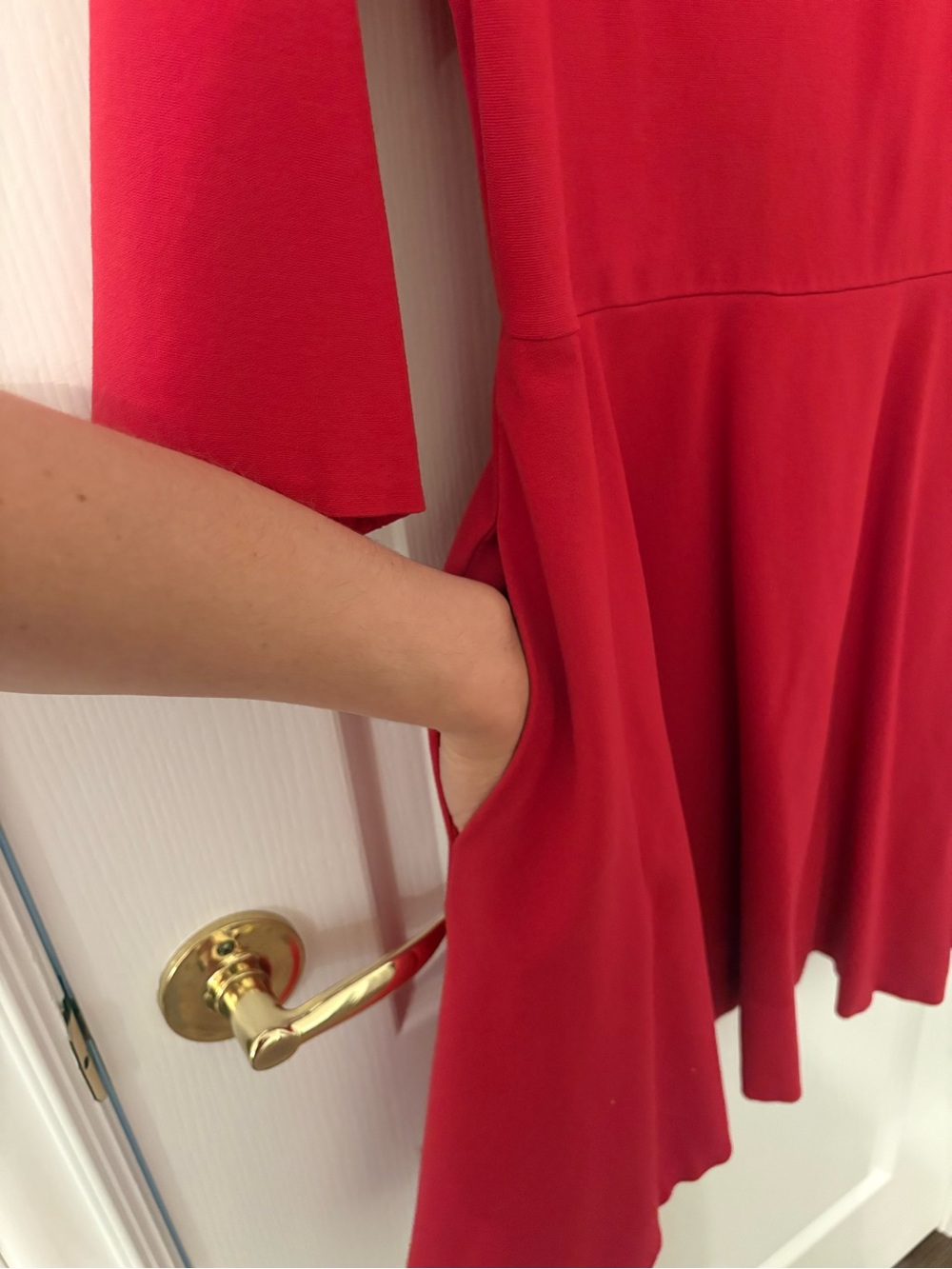 Kate Spade red 3/4-length sleeve a-line mini dress size L - Picture 5 of 6